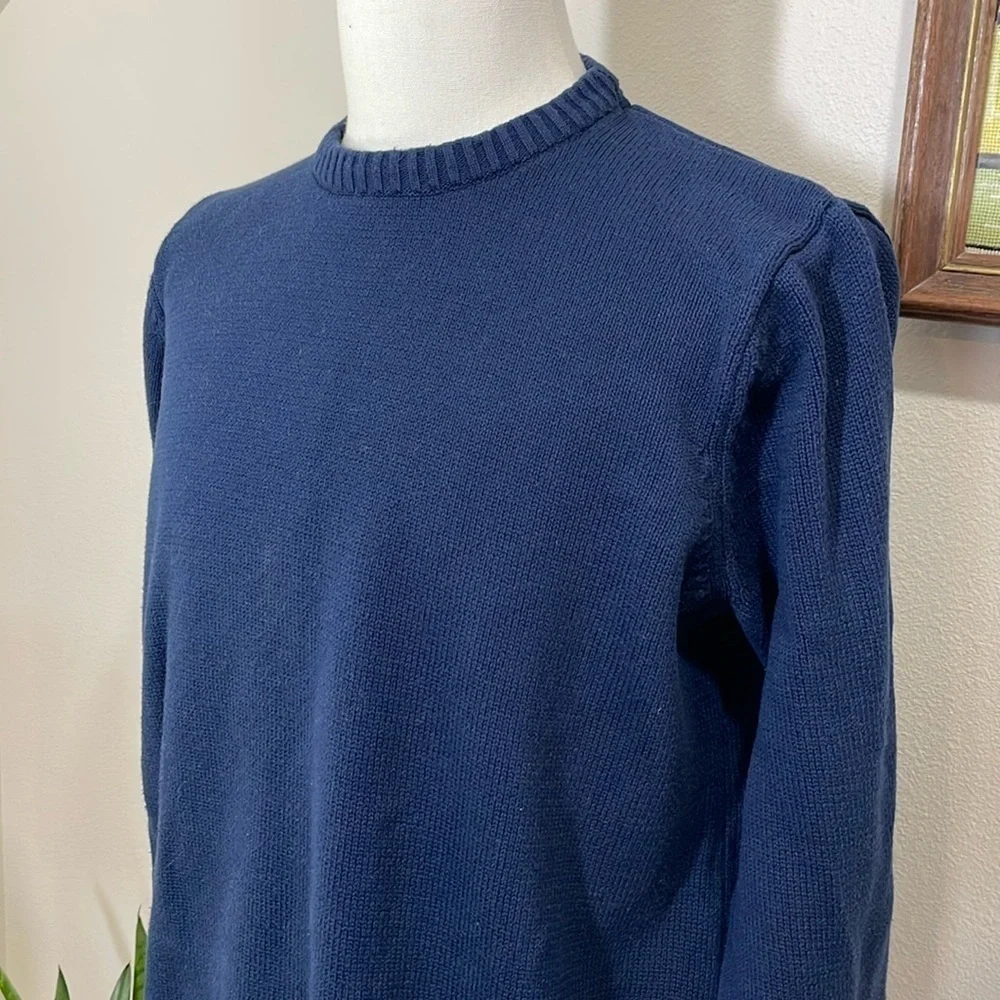 Eddie Bauer Chunky Dad Grandpa Sweater Unisex Men Women Navy Blue Size Large - Picture 2 of 10